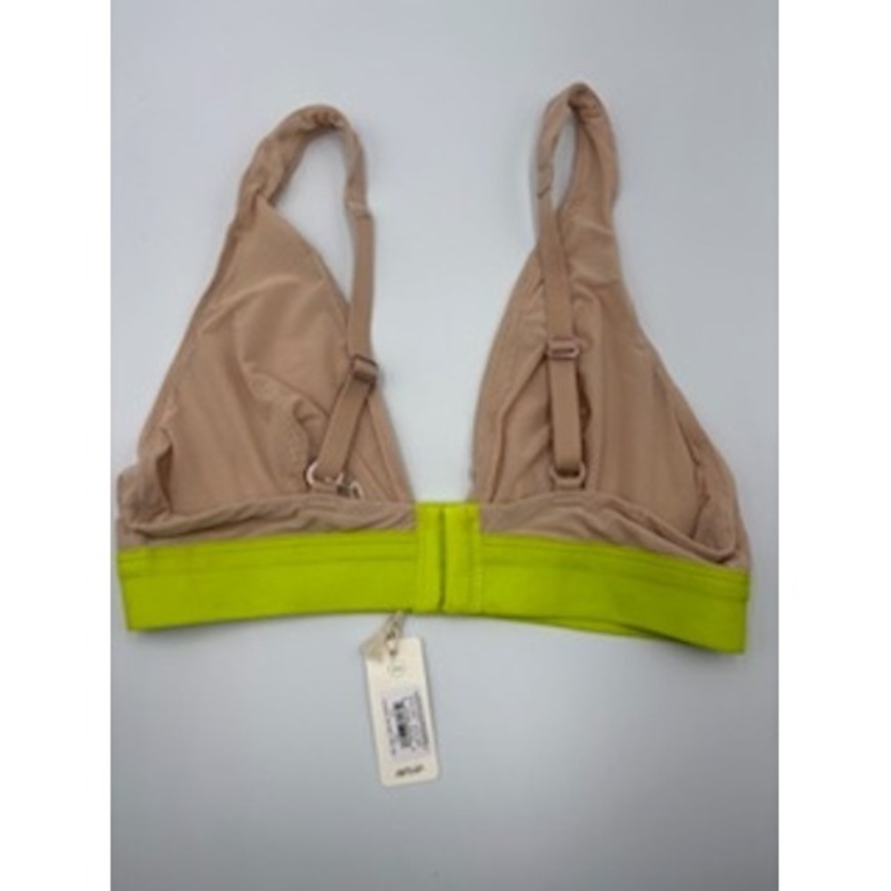 Aerie Smoothez Mesh Bralette S Tan Neon Green NWT Adjustable Strap Sporty Y2K